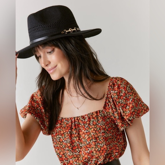 Francesca's Collections Black Hat NWT - Picture 1 of 3